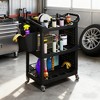 BABYYER Mobile Utility Cart, 3-Tier Storage Cart, Plastic Service Cart with Side Brackets and Rolling Casters, 200 Lbs Capacity for Warehouse, Garage - 2 of 4