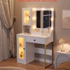 Bedroom Makeup Vanity Desk w/ Mirror and Lights, Vanity Table w/ Charging Station, RGB Lights Wood Dressing Table - 2 of 4