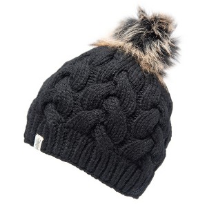 Boheme Cable Beanie w/ Faux Fur Pom_Nirvanna Designs - 1 of 4