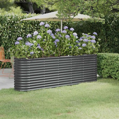 Garden Raised Bed Anthracite Powder-coated steel Large Durable vidaXL