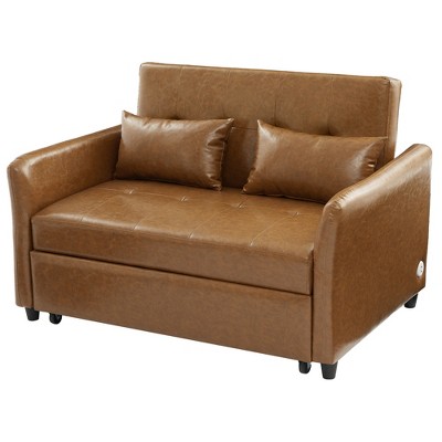 GlasFlength Seating Sets, Elegant Circular Design Sofa, Enhanced with Patterned Accent Pillows, Brown, 51.57"*34.25"*33.85"