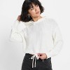 Women's Relaxed Textured Hooded Pullover Sweater - Future Collective Off-White - 3 of 3