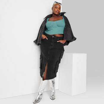 Women's Denim Cargo Midi Skirt - Wild Fable™