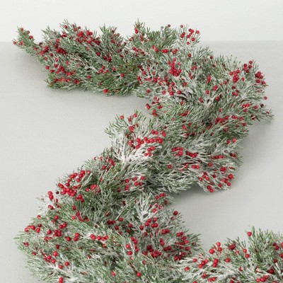 60"L Sullivans Artificial Cedar Red Berry Christmas Garland, Indoor Christmas Decor