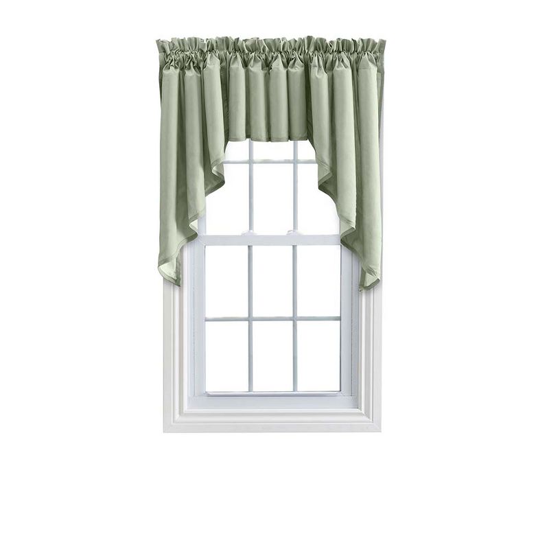 Ellis Stacey 3" Rod Pocket High Quality Fabric Solid Color Window Lined Swag Set Sage, 1 of 4