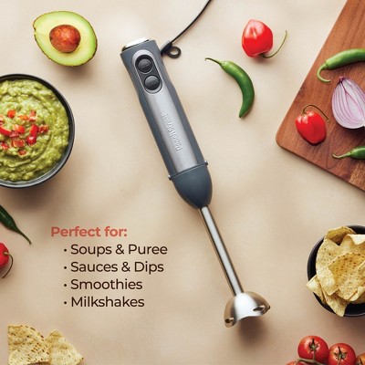 500 Watt Gray Stainless Steel Immersion Blender with Turbo Mode