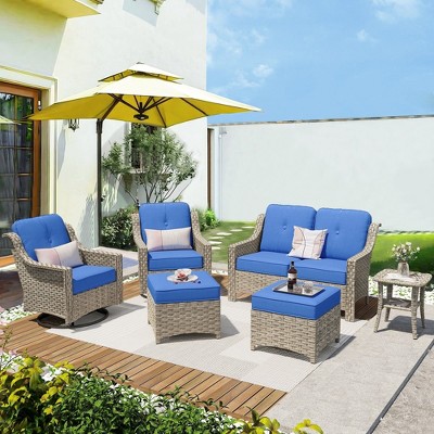 XIZZI OUTDOOR SWIVEL ROCKER SETS: 3-PC Rocker + Modular Sofa & Fire Pit Options - All-Weather Fabric, 8 Color Choices for Patio, Garden, Poolside