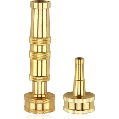 VisioGear Hardware Fasteners, 2PCS Adjustable Twist Hose Nozzle for Watering Gardens, Car Washing, Gold, 1.18“*1.18”*4.02“
