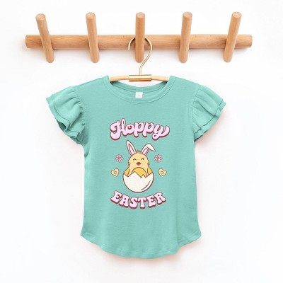 The Juniper Shop Hoppy Easter Chick Colorful Toddler Flutter Sleeve Tee