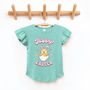 The Juniper Shop Hoppy Easter Chick Colorful Toddler Flutter Sleeve Tee - 1 of 2