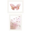 AZL1 Life Concept Wall Art 2 Piece Framed Abstract Meadow Flora Birds And Butterflies for Modern Energetic Home Decor, Pink, 18"*23"*2" - 2 of 4