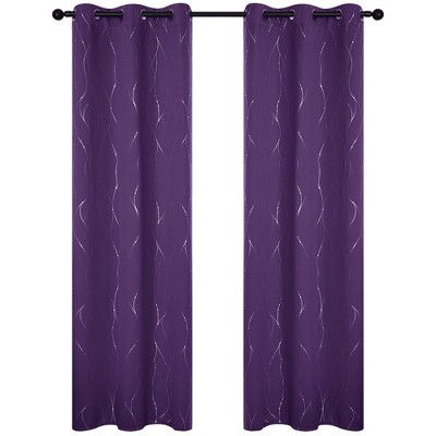 Deconovo Wave Line with Dots Blackout Curtains, 42-Inch Wide, 2 Panels