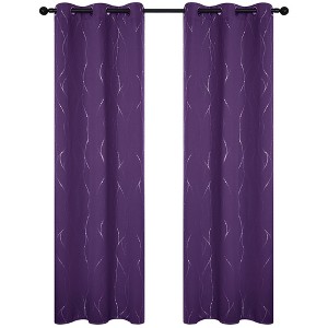 Deconovo Wave Line with Dots Blackout Curtains, 42-Inch Wide, 2 Panels - 1 of 4