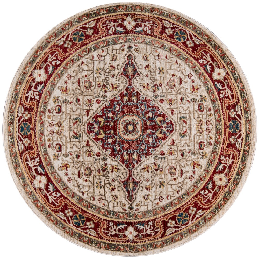 5'X5' Medallion Loomed Round Area Rug Red - Momeni
