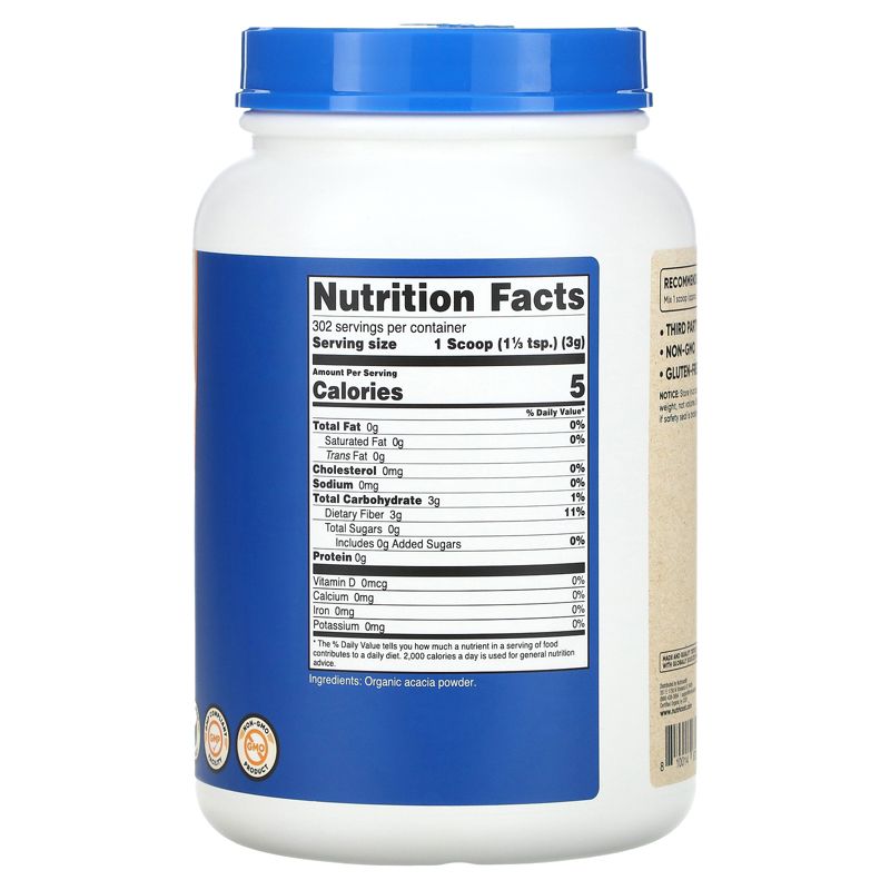 Nutricost Organic Acacia Fiber Powder, Unflavored, 32 oz (907 g), 2 of 3