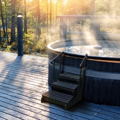 Black 36-Inch 3-Step Slip Resistant Spa Step with Handrails