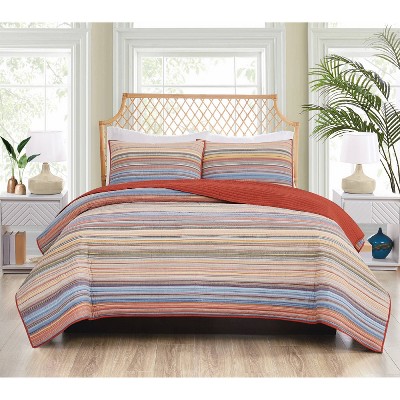 Twin Blue Cotton Plant-Themed Quilt Set