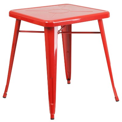 Merrick Lane Benson 23.75" Square Metal Dining Table for Indoor and Outdoor Use