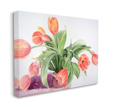 Stupell Industries Dancing Red Orange Tulip Flowers over White