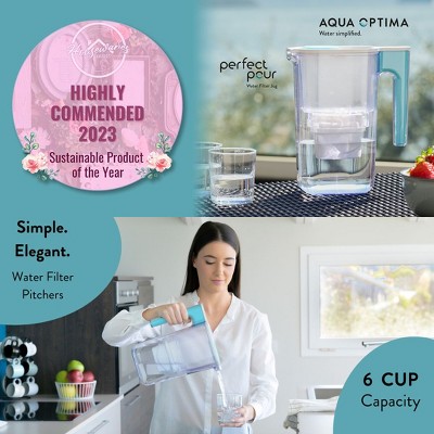 Perfect Pour 6-Cup Water Filter Pitcher with Teal Handle