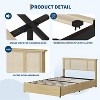 Full Bed Frame with Natural Rattan Headboard, 4 Storage Drawers, Bohemian-Style Cane Mattress Support, Strong Metal Base with Resilient Wooden - 4 of 4