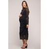 PinkBlush Black Shimmer Mesh Long Sleeve Ruched Maternity Midi Dress - 3 of 4