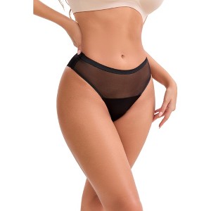 INSPIRE CHIC Women's Lace Mesh See Through Mid Rise Breathable Lightweight Seamless Briefs - 1 of 4