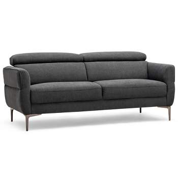 Tangkula Modern Loveseat 72.5" Fabric Sofa Couch w/ Adjustable Headrest & Metal Legs