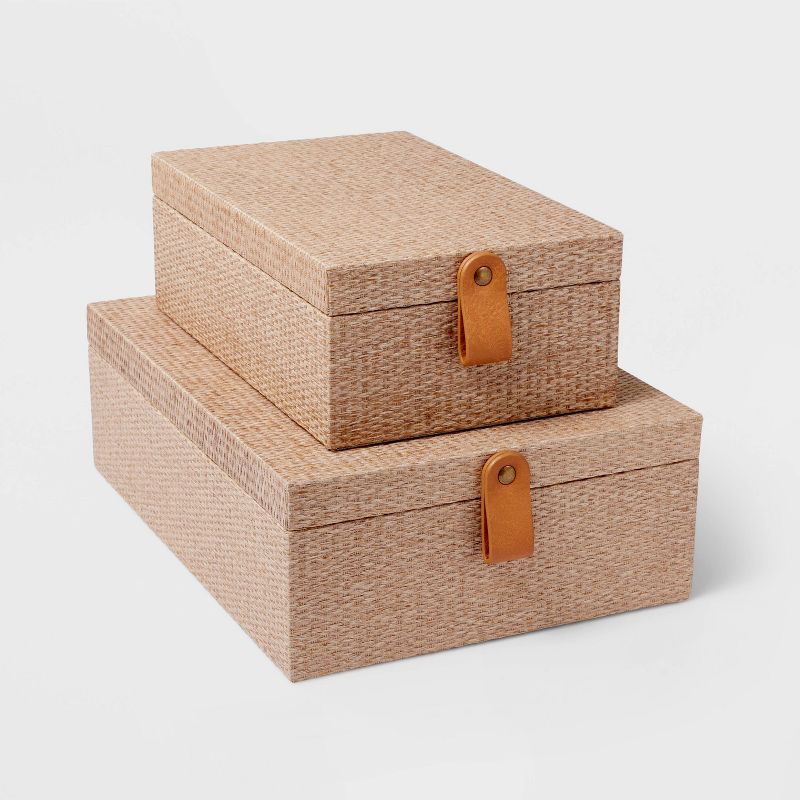 Woven Storage Boxes Set of 2 Taupe - Threshold&#8482;, 1 of 3