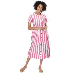 Woman Within Plus Size Short-Sleeve Seersucker Dress - 1 of 4