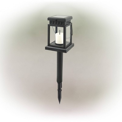 Alpine Corporation Set of 6 Outdoor Solar Powered Hanging/Stake Lanterns Black