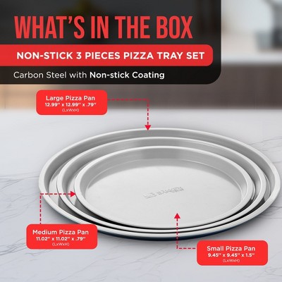 Bakken 3-Piece Blue and Gray Non-Stick Round Pizza Tray Set