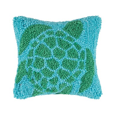 C&F Home 8" x 8" Green Turtle Hooked Throw Pillow