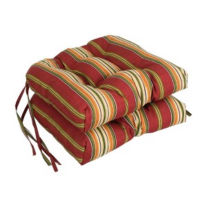 Blazing Needles, 16-inch Spun Polyester Patterned Outdoor Square Tufted Chair Cushions (Set of 2) - 1 of 1