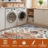 2 x 6 ft Polyester  Imitation Brown Red Rectangular Hallway Bathroom Entryway Kitchen Office Foldable Flower Printed  Washable Area Ru - 4 of 4