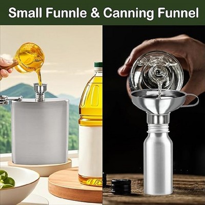 Akoasm 5-Piece Stainless Steel Wide Mouth Funnels for Canning and Jar Filling-Silver