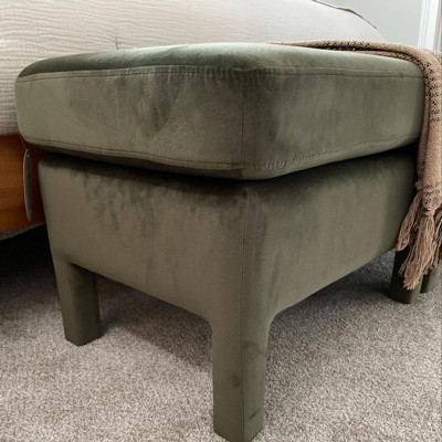 Clarkdale Channel Tufted Ottoman With Wood Base Light Brown Velvet -  Threshold™ Designed With Studio Mcgee : Target