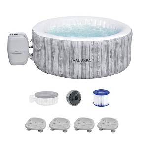 Bestway SaluSpa Fiji AirJet Inflatable Hot Tub with 120 Soothing Jets and Set of 4Underwater Non-Slip Pool and Spa Seat with Adjustable Legs, Gray - 1 of 4