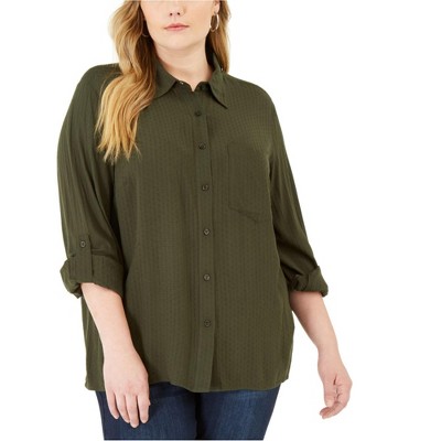 Michael Kors Womens Dobby Button Up Shirt
