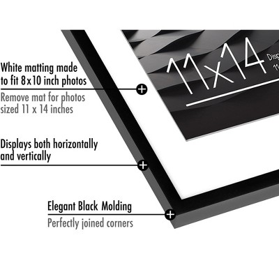 Black Wood 11x14 Picture Frame with Shatter-Resistant Glass