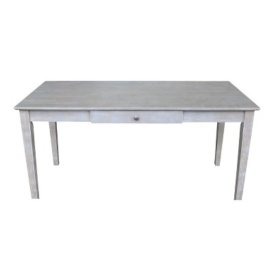 Transitional 60'' Washed Gray Taupe Home Office Desk with Drawer