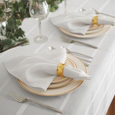 White Plaid Polyester Stain Resistant Napkin Set of 4