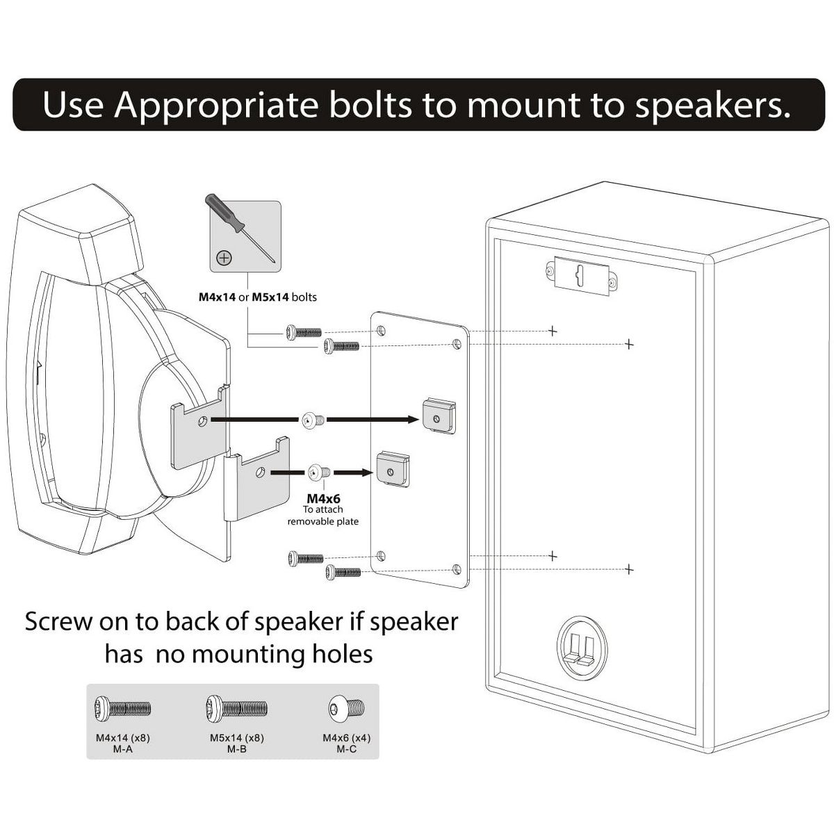 Mount-It! Heavy-Duty Speaker Wall Mount, Universal Adjustable Design for Bookshelf, Large or Small Speakers | 1 Pair | 22 Lbs. Capacity | Black - thumbnail 5