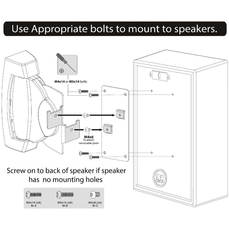 Mount-It! Heavy-Duty Speaker Wall Mount, Universal Adjustable Design for Bookshelf, Large or Small Speakers | 1 Pair | 22 Lbs. Capacity | Black, 5 of 7