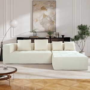 110"W Modern Large Modular Sofa, 3-Piece Set with Free Combination, Includes 4 Pillows, Ideal for Living Room, Bedroom, Apartment-ModernLuxe - 1 of 4