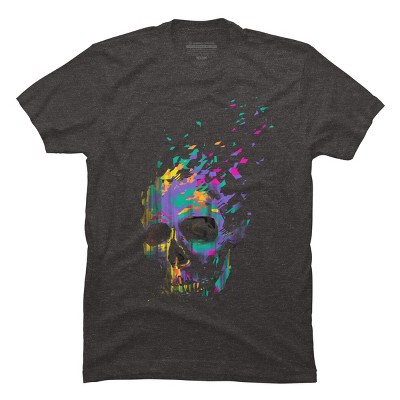 Men's Design By Humans Defragged Colorful Skull By DBHOriginals T-Shirt