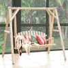 Tangkula Porch Swing Wooden Swing Rustic Frame Patio Furniture - 2 of 4
