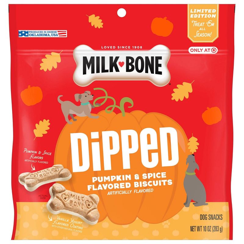 Milk-Bone Dipped Pumpkin Spice with Yogurt and Vanilla Fall Dog Treats - 10oz, 1 of 6