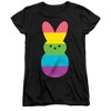 Rainbow Striped Easter Bunny Peep Women's T-Shirt Black - 4 of 4