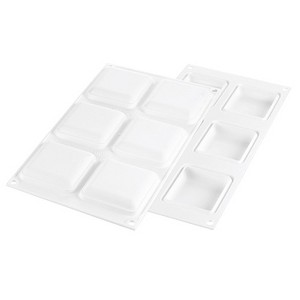 Silikomart "Kit Tarte Ring Square Silicone Mold,6 Cavities, Each 2.63" x 2.63" x 0.59" High, Plus 6 Heat-Resistant Cutting Rings - 1 of 3